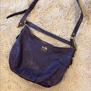 Coach Dark Purple Plum Leather Shoulder Bag